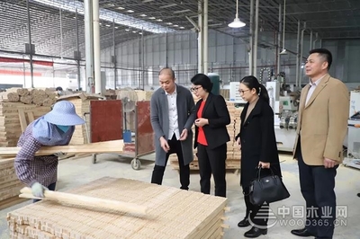 贵港市商务局领导对木制品加工企业调研